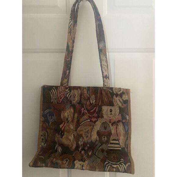 Vintage Jade Teddy Bear Tapestry Tote Bag New With Tags - Picture 1 of 9